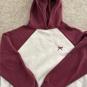 Edikted small Burgundy and Gray Hoodie with Bow Logo
